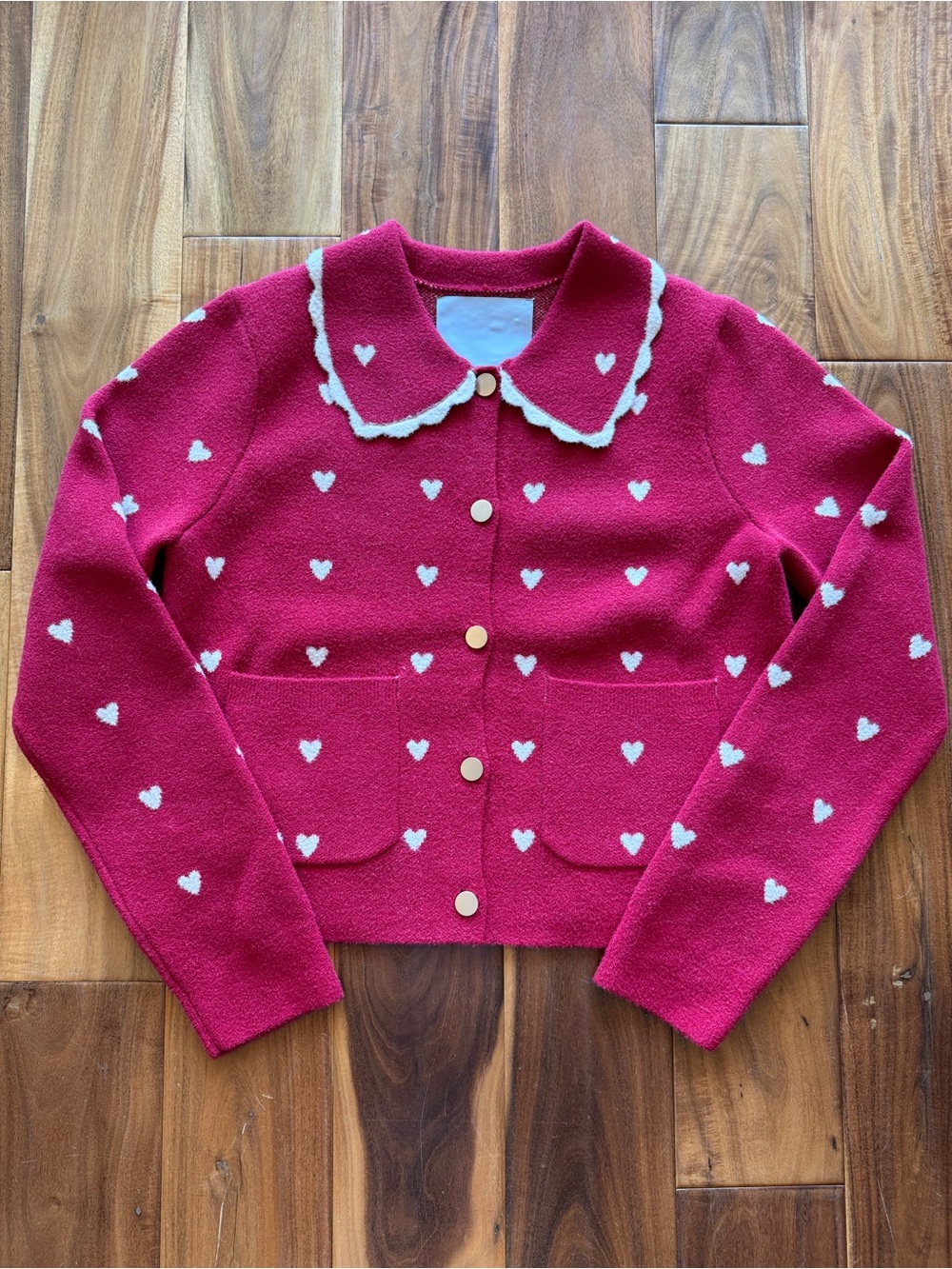 NVLT Red Heart-Print Button Cardigan - Picture 3 of 9